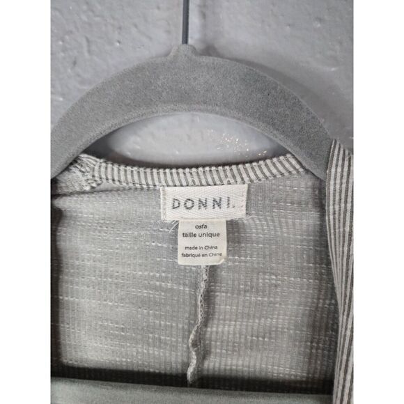 Donni x Anthropologie Women's Gray Ribbed Striped Cardigan Size OSFA - Picture 2 of 5